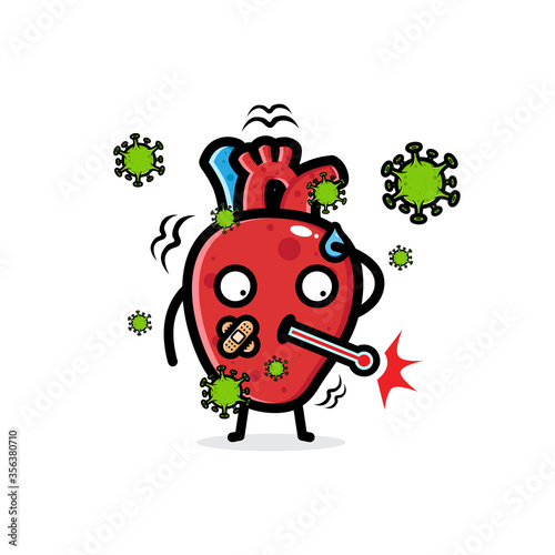 heart vector design sick with virus