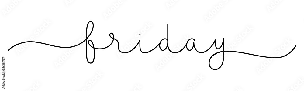 FRIDAY black vector monoline calligraphy banner with swashes FRIDAY black vector monoline calligraphy banner with swashes