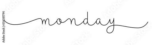 MONDAY black vector monoline calligraphy banner with swashes