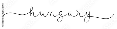 HUNGARY black vector monoline calligraphy banner with swashes