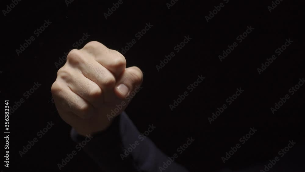 Hand making a fist enters screen, gesture of power, yes we can, protest, resist Hand making a fist enters screen, gesture of power, yes we can, protest, resist