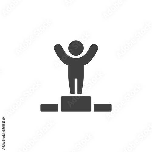 Winner Podium vector icon. First place winner filled flat sign for mobile concept and web design. Achievement, competition glyph icon. Symbol, logo illustration. Vector graphics
