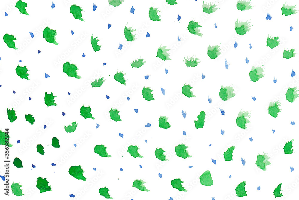 Abstract illustration of watercolor pattern with simple strokes on white background. Hand paint texture with green brushstrokes. Bright naive style. Geometrical backdrop for design print, postcard. Abstract illustration of watercolor pattern with simple strokes on white background. Hand paint texture with green brushstrokes. Bright naive style. Geometrical backdrop for design print, postcard.