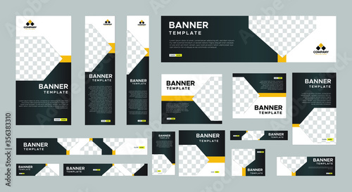 set of creative web banners of standard size with a place for photos. Business ad banner. Vertical, horizontal and square template. vector illustration EPS 10
