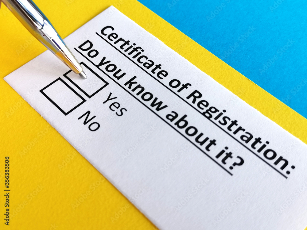 One person is answering question about certificate of registration. One person is answering question about certificate of registration.