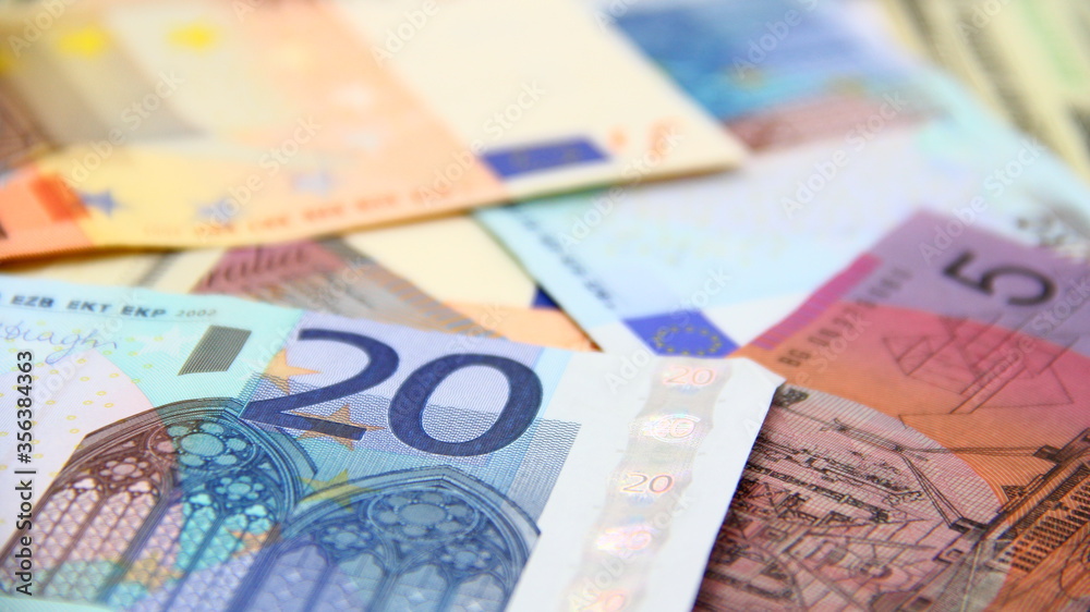 Close up of background from international paper money.