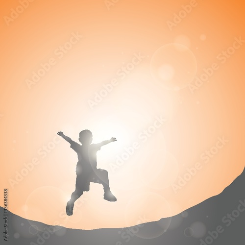 silhouette of boy jumping