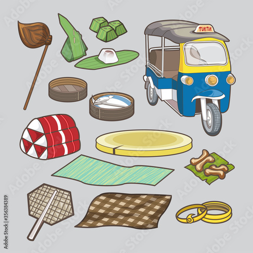 icons set, Thai culture style.