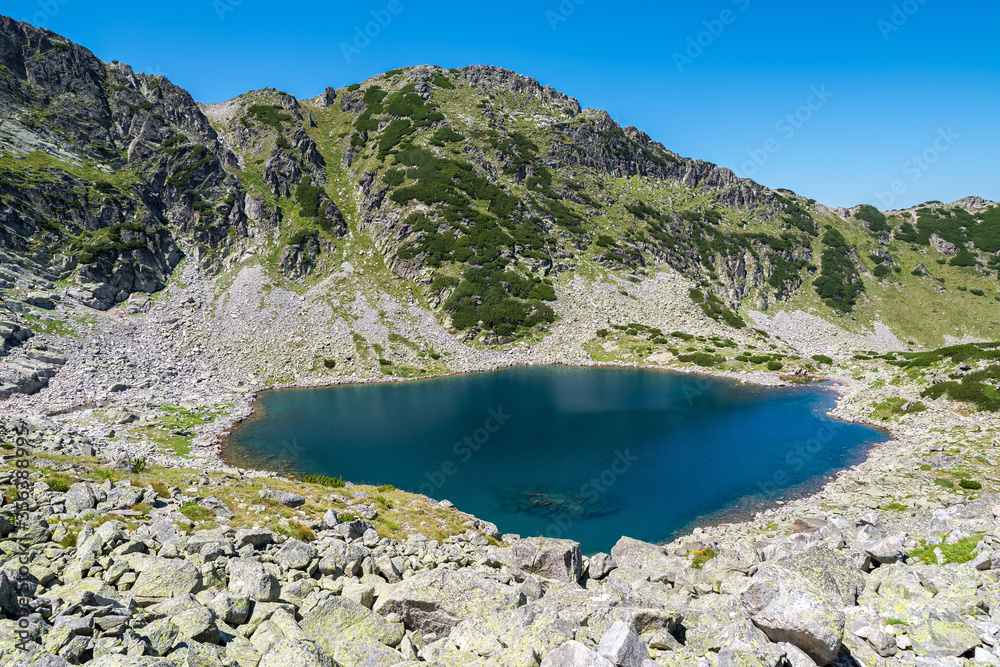 Mountain peak and a lake