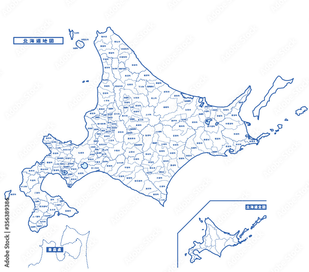 北海道地図 シンプル白地図 市区町村 Stock Vector Adobe Stock