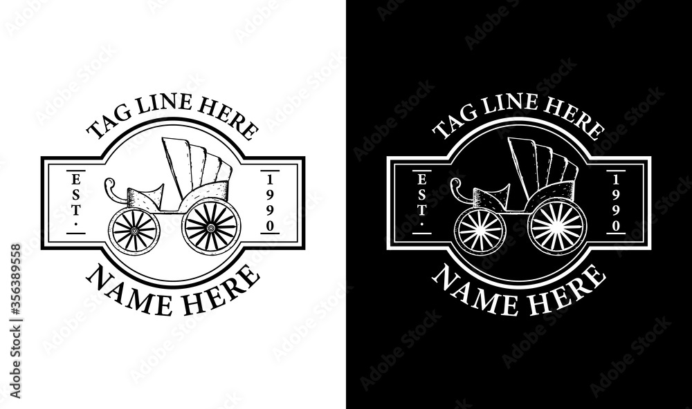 Elegant cart Vintage Retro Badge Label Emblem Logo design inspiration