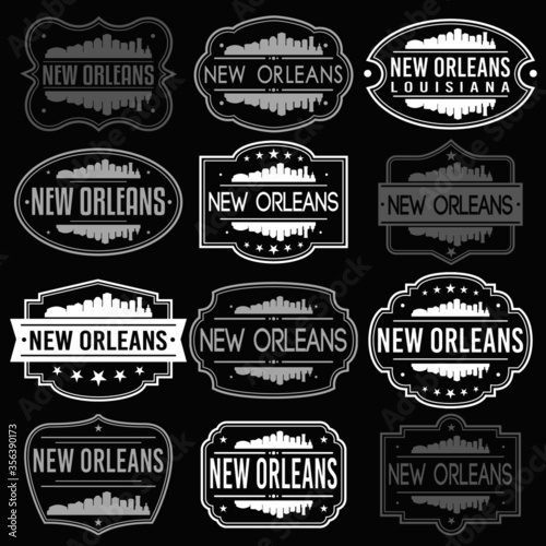 New Orleans Louisiana Skyline. Premium Quality Stamp Frames. Grunge Design. Icon Art Vector. Old Style Frames.