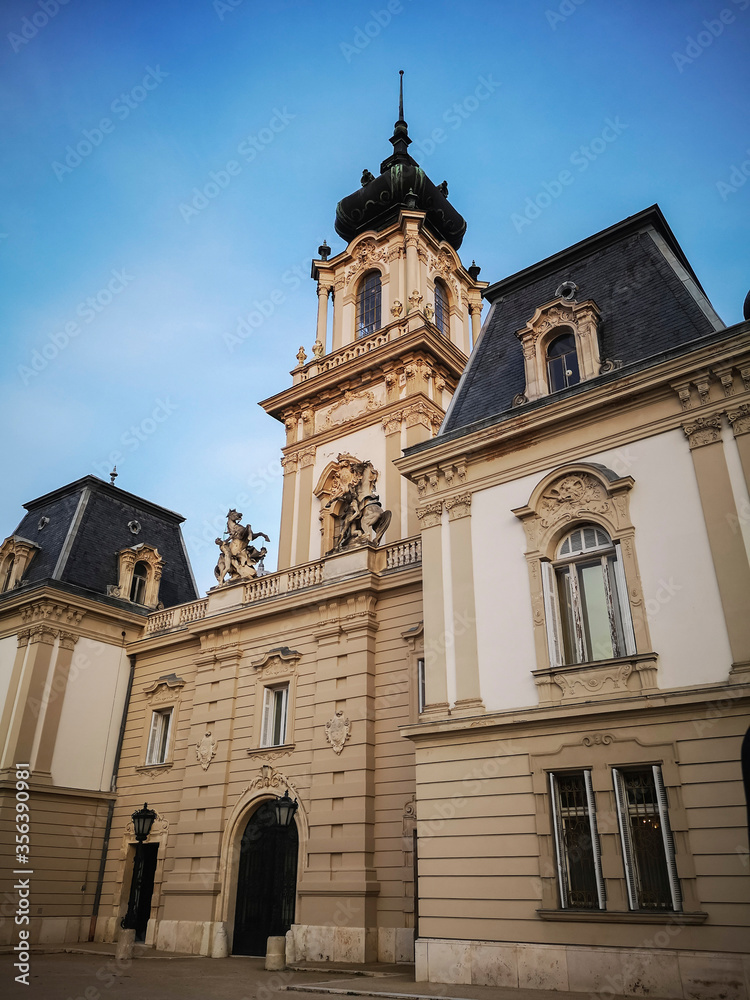 Festetics Palace located in Keszthely, Hungary. Landmark of Zala County. Close-up.