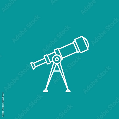 white line telescope isolated on blue.