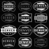 Denver Colorado Skyline. Premium Quality Stamp Frames. Grunge Design. Icon Art Vector. Old Style Frames.