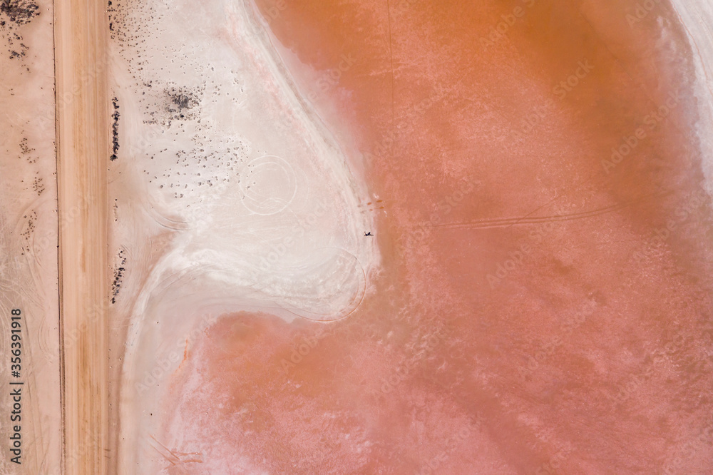 Fototapeta premium Pink lake in South Australia, caused by salt and algae. 
