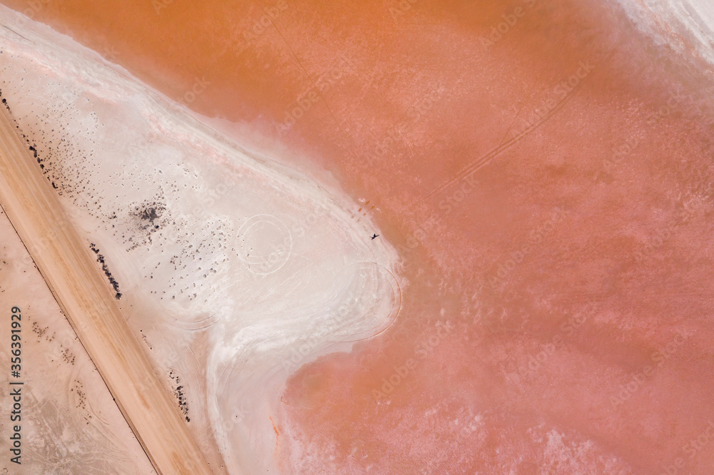 Fototapeta premium Pink lake in South Australia, caused by salt and algae.