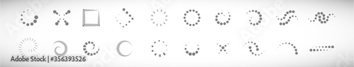 Abstract Dot Circle Icons Set. Halftone Logo Concept. Dotted Circle Isolated - Vector. Creative Icons For Dotted Logo, Tech Icon, Square Element And Logotype. Abstract Circle Dot Technology Logo