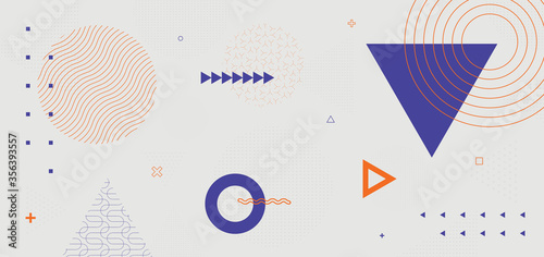 Minimal retro geometric background vector design. Trendy memphis pattern.
