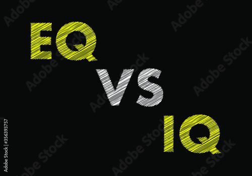 EQ VS IQ writing on black chalkboard. Symbol of the comparison between emotional intelligence and the intelligence quotient.