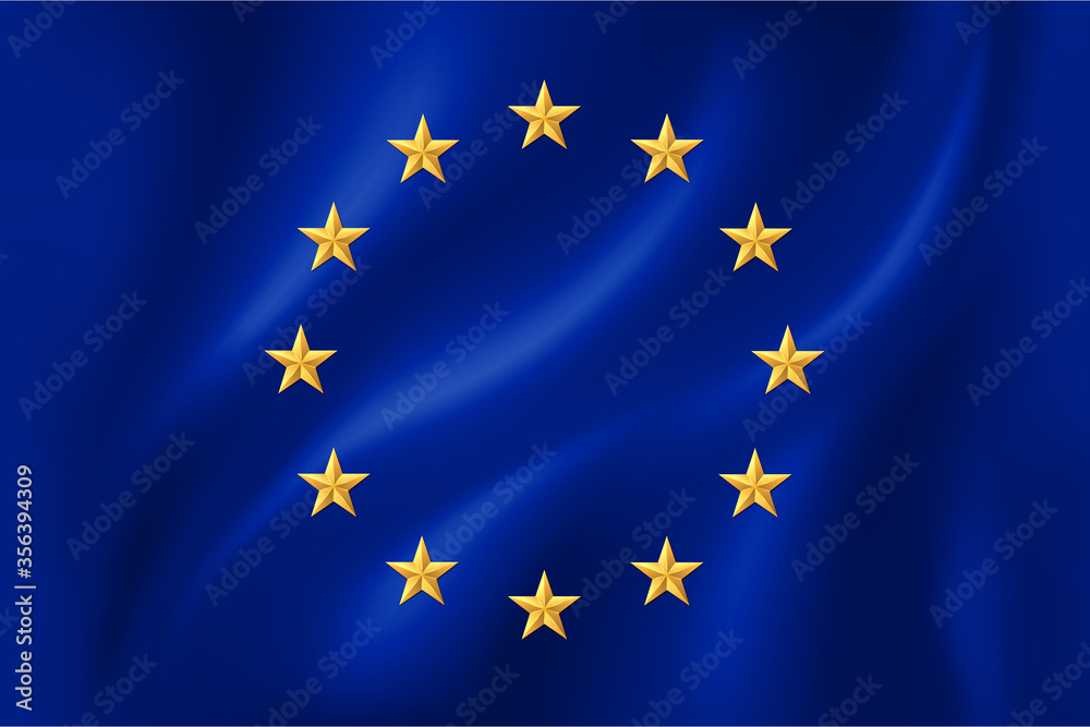 European Union flag with golden stars on cloth European Union flag with golden stars on cloth