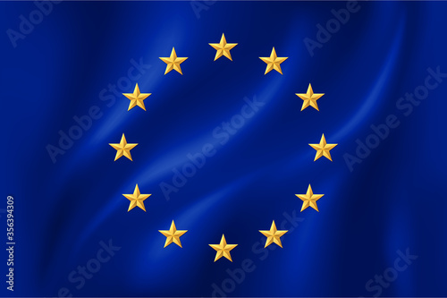 European Union flag with golden stars on cloth