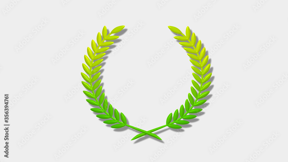 Amazing green and yellow 3d wheat icon on white background Amazing green and yellow 3d wheat icon on white background
