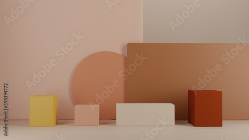 cosmetic rectangle stand on pastel background,3d rendering © tantafoto