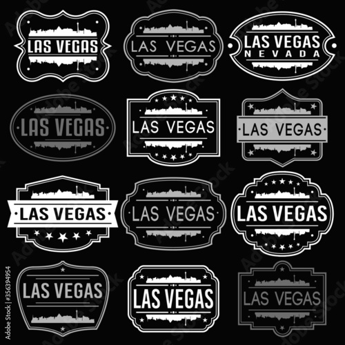 Las Vegas Nevada Skyline. Premium Quality Stamp Frames. Grunge Design. Icon Art Vector. Old Style Frames.