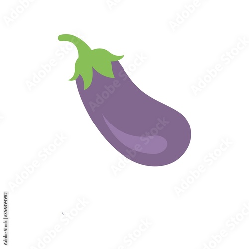 Ripe eggplant icon on white background. Flat vegetable icon for creative design element.