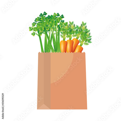 vegetables inside bag design, organic food healthy fresh natural and market theme Vector illustration