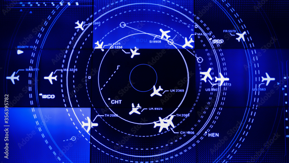 Simulation screen showing various flights for transportation and passengers.