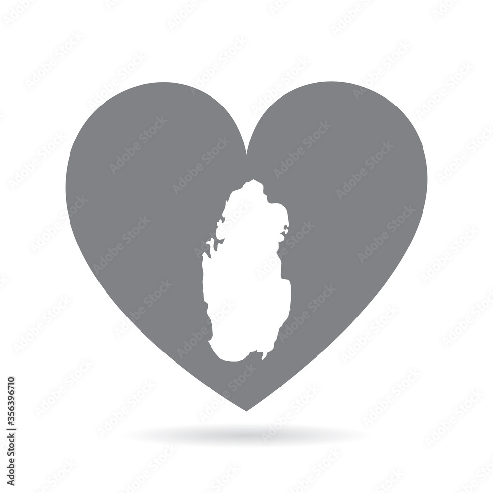 Qatar country map inside a grey love heart. National pride Qatar country map inside a grey love heart. National pride