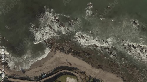 Waves Rolling on Empty Calahonda Beach, Aerial Looking Down photo