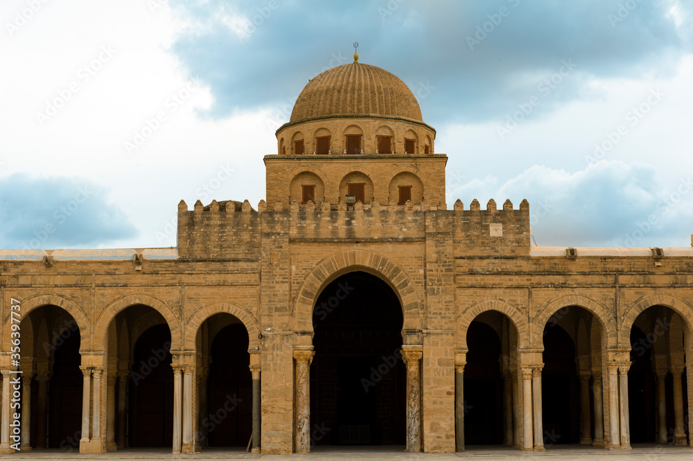 Tunisia. Kairouan. Holy city. The Great Mosque Sidi Okba, World Heritage of Unesco. Sacred place of Islam