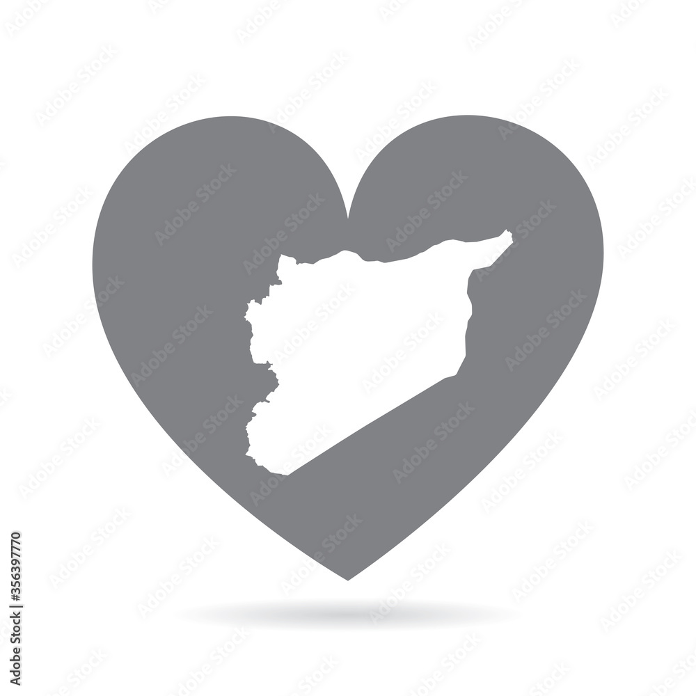 Syria country map inside a grey love heart. National pride