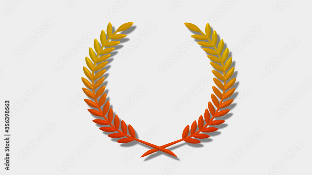 Amazing yellow and red 3d wheat icon white background Amazing yellow and red 3d wheat icon white background