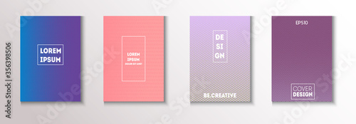 Wavy Minimal Cover Vector Set. Cool Technology Background. 80s Neon 