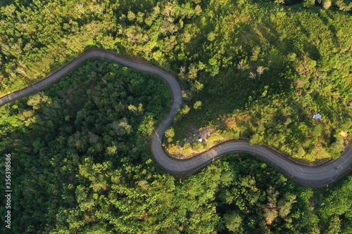 aerial view road in mountain