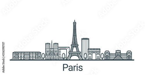 Fotografia Linear banner of Paris city