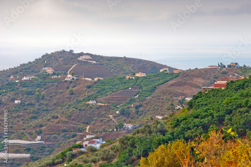 The countryside near The Moorish village of Frigiliana nestling in the mountains, Costa del Sol, Andalucia, Spain