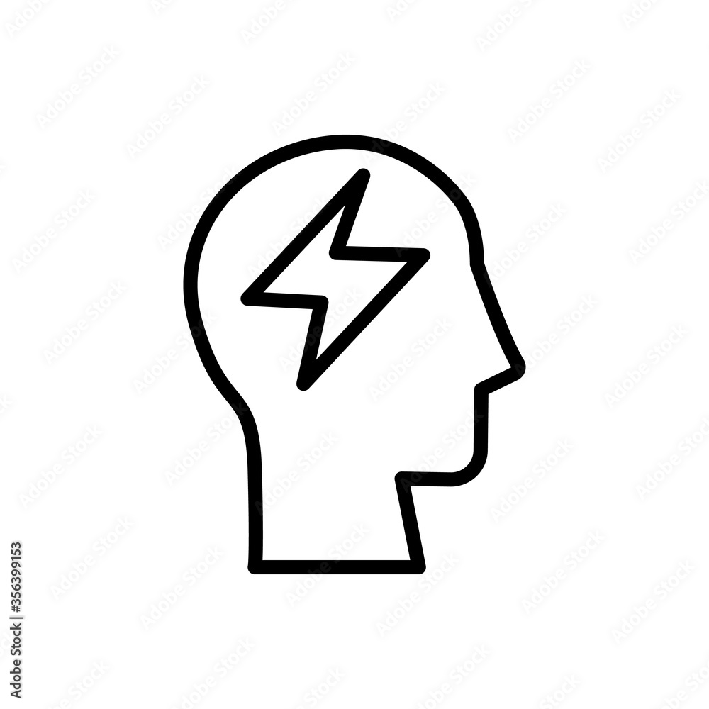 head lightning icon. Simple line, outline vector elements of brain process icons for ui and ux, website or mobile application head lightning icon. Simple line, outline vector elements of brain process icons for ui and ux, website or mobile application