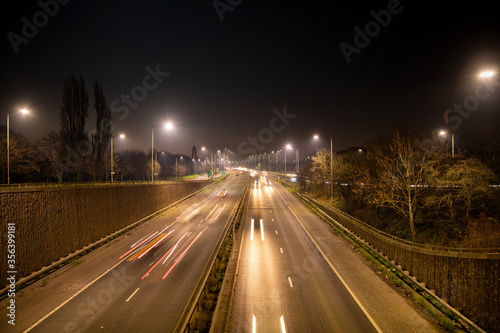 traffic on highway at night