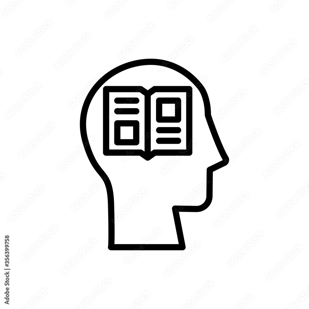 head book icon. Simple line, outline vector elements of brain process icons for ui and ux, website or mobile application head book icon. Simple line, outline vector elements of brain process icons for ui and ux, website or mobile application