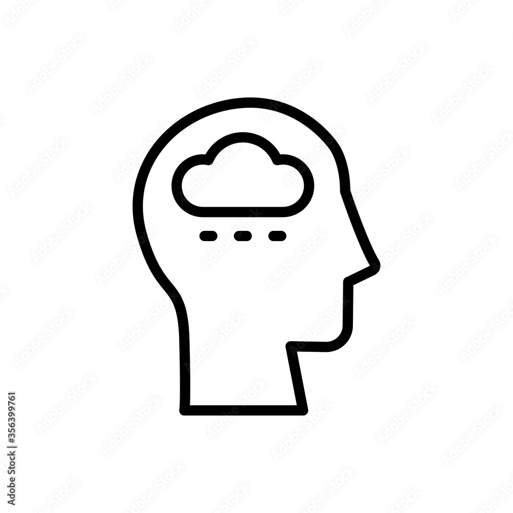 head cloud icon. Simple line, outline vector elements of brain process icons for ui and ux, website or mobile application
