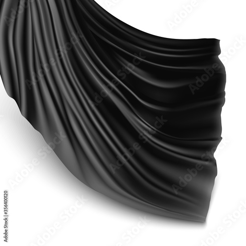Illustration with black silk cloth. Black silk cloak