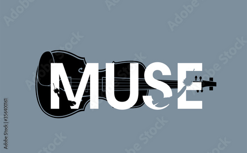 Flat design logo. Music design logo. violin. Muse