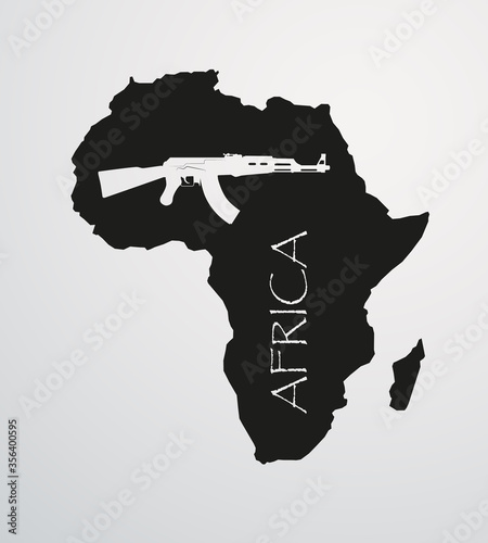 image of the African continent with printed circuit weapons