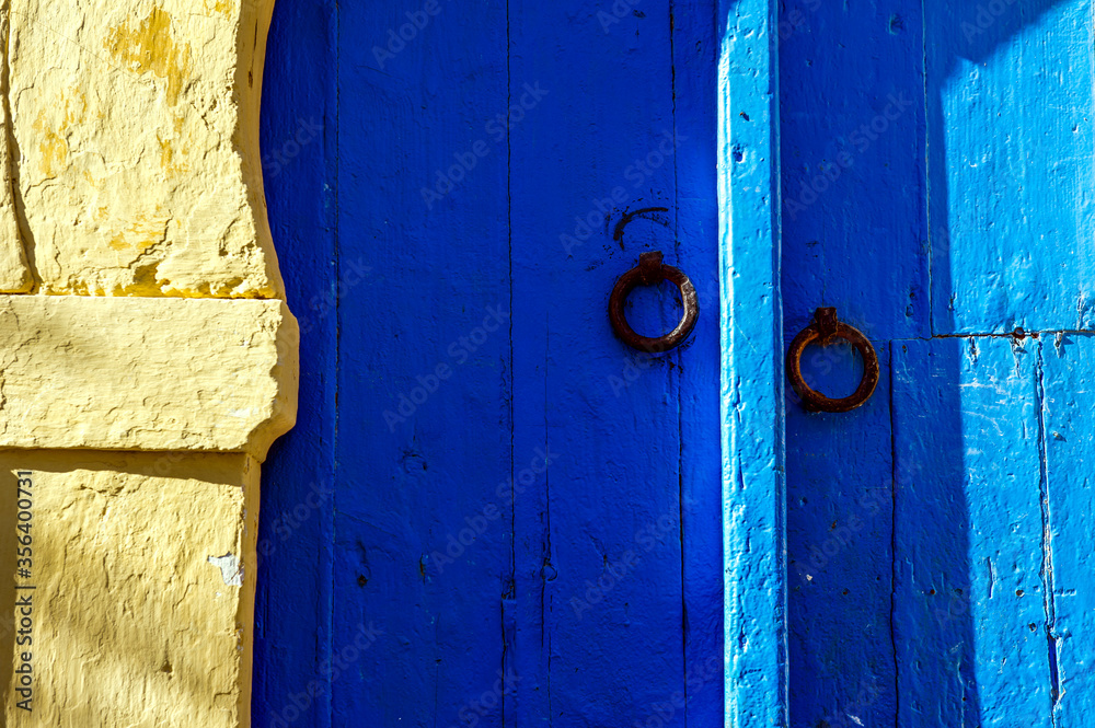 North Africa. Tunisia. Sidi Bou Said. Typical Traditional door in wood decorated North Africa. Tunisia. Sidi Bou Said. Typical Traditional door in wood decorated