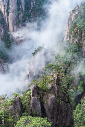 beautiful mount sanqing in cloud fog